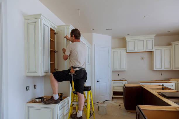 Kitchen island installation in Kimball by JMT Kitchen Cabinet